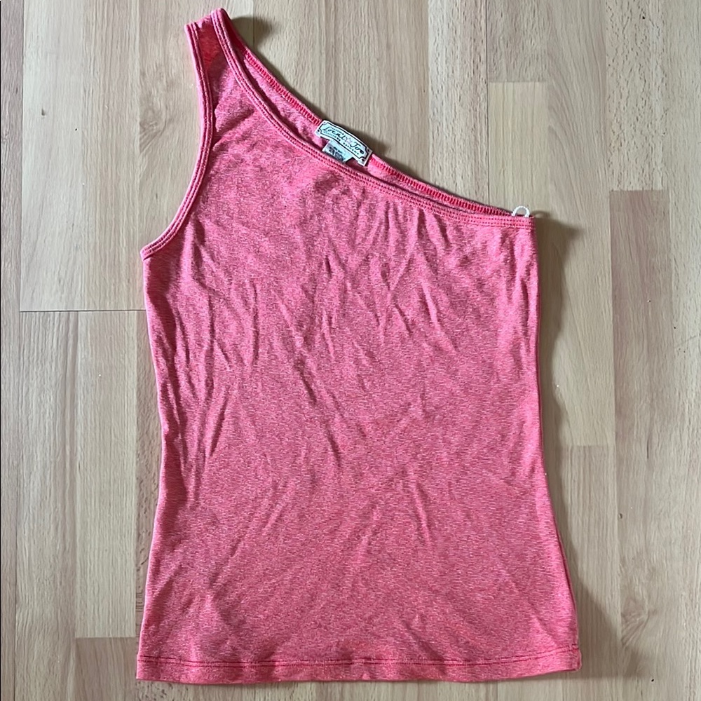 Asymmetrical Pink Tank Top with One Shoulder